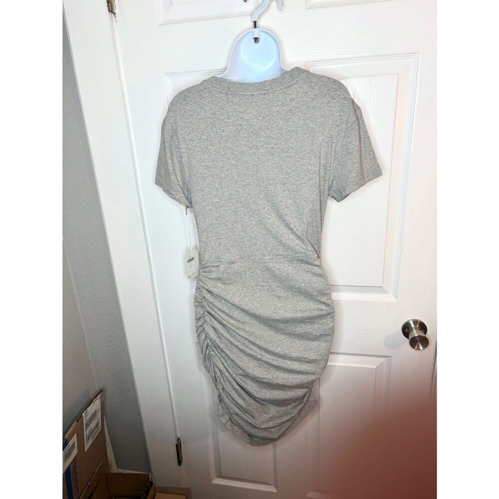 Anthropologie Field Play Short-Sleeve Ruched Mini Dress Lace-Up Gray M NWT - Picture 11 of 13